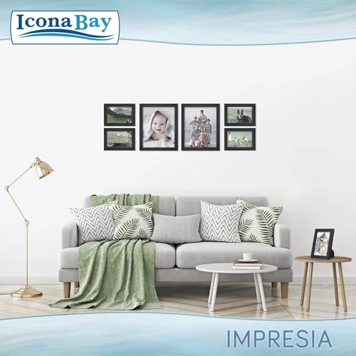Miniatura 6 de Icona Bay Impresia Collection - Marco de fotos negro de 8 x 10 pulgadas, diseño moderno y simple, soporte de mesa y ganchos para colgar en la pared