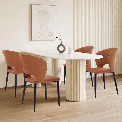 Miniatura 10 de Homcosan Juego de 4 sillas de comedor, modernas sillas de cocina con estructura cruzada y exquisito diseño de tuberías, fácil montaje, sillas
