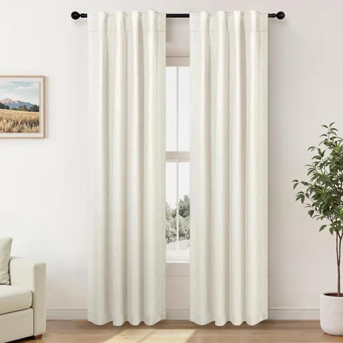 Miniatura 80 de Pitalk Cortinas cortas 100% opacas de lino para cafetería, 40 pulgadas de largo, 2 paneles, cortinas de puerta francesa para ventana, cortina