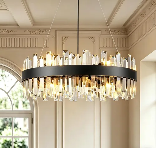 Miniatura 12 de Lámpara de Araña de Cristal Moderna de 2 Luces D23.6 Lámpara de Araña de Comedor Sobre Mesa Luminaria de Techo Colgante Contemporánea Altura
