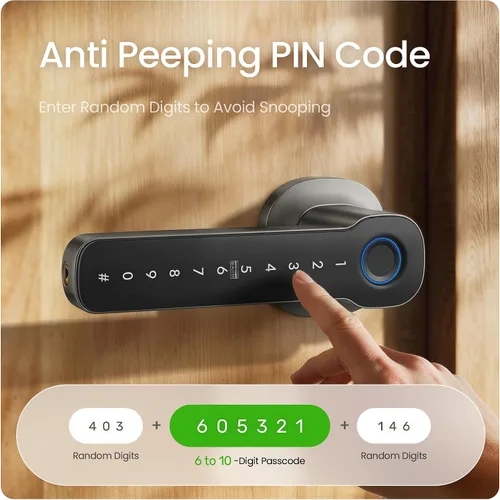 Miniatura 6 de Leydebong Cerradura de puerta inteligente con huella digital, tarjeta IC y teclado, cerradura electrónica 5 en 1 con control de aplicación, fácil