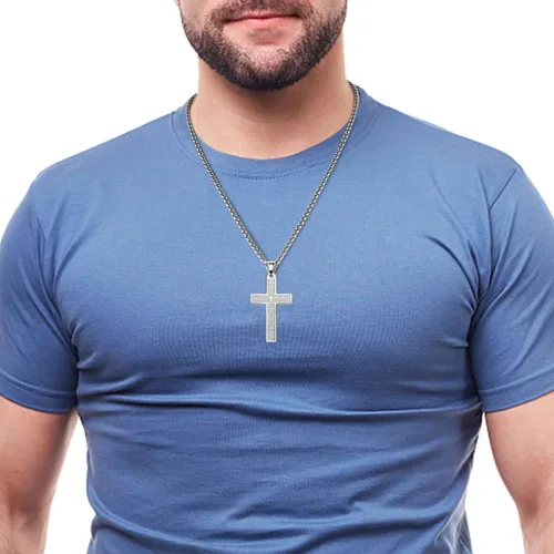 Miniatura 9 de Collar de cruz de acero inoxidable 316L para hombre, collar con colgante de cruz para hombres, collar de cruz para hombre, regalo de joyería