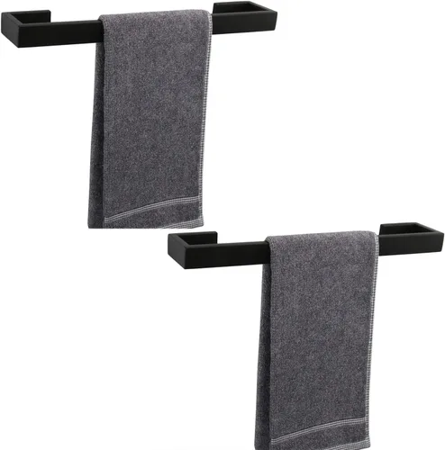 TocTen Toallero de baño – Paquete de 2 Base Cuadrada Engrosada barras de toalla de acero inoxidable SUS304 para baño, accesorios de barra de baño,