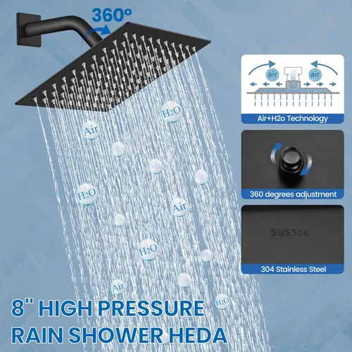 Miniatura 8 de Airuida Juego de Grifería de Ducha Sistema de Ducha de Lluvia para Baño SUS304 Acero Inoxidable Mango Único Con Roscas Macho Válvula de Instalación
