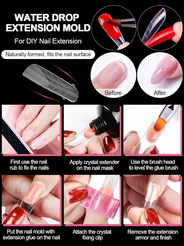 Miniatura 7 de EBANKU - 96 piezas de kit de formas de uñas de doble cara, transparentes y mate, molde de uñas completo, puntas para extensión de uñas acrílicas