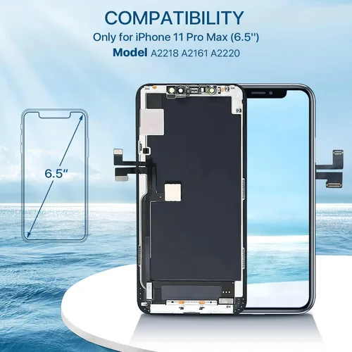 Miniatura 2 de Kit de reemplazo de pantalla para iPhone 11 Pro Max de 6.5 pulgadas, pantalla LCD 3D táctil Full HD, kit de reparación de montaje completo, adhesivo