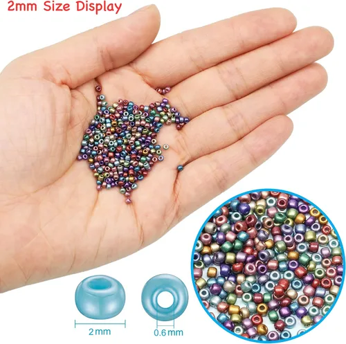 Miniatura 4 de Bala&Fillic Tamaño de cuentas de semillas de 0.079 pulgadas, 24 colores en total, 16800 piezas en caja, 12/0 pequeñas cuentas de semillas