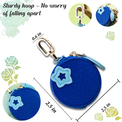 Miniatura 2 de Bonito llavero Y2k de piel de arándanos con cremallera, para mujeres y niñas, accesorios estéticos, monedero, llavero de fruta azul