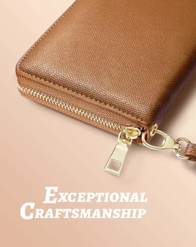 Miniatura 3 de Cartera para mujer con tarjetero para tarjetas de crédito, bolsillos para dinero, correa de pulsera, monedero con bloqueo RFID, gran capacidad