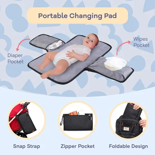 Miniatura 2 de RUVALINO - Mochila de pañales neutrales todo en uno para niños y niñas, mochila de viaje grande multifunción con cambiador portátil, correas