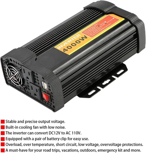 Miniatura 6 de Inversor de corriente para coche, 12 V CC a 110 V CA 4000 W Auto Voltaje Transformador Inversor Convertidor Coche