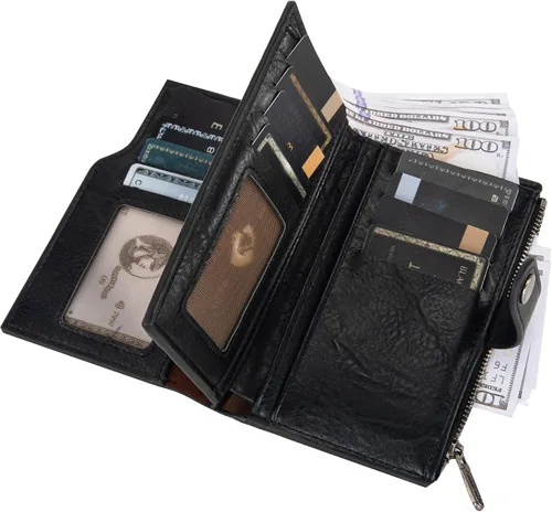 Miniatura 3 de Wrangler - Billetera para mujer con tarjetero plegable, cierre y ventana para identificación