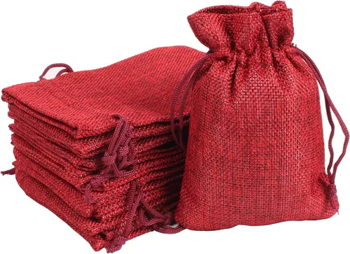 YANGBOYY Bolsas de arpillera, 25 paquetes de 5 x 7 pulgadas, bolsa de regalo de arpillera con cordón, bolsa de regalo de fiesta, bolsillos de lino