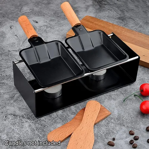Miniatura 3 de RoseFlower Mini juego de raclette de queso, sartén portátil para fundir queso a la luz de las velas, parrilla de raclette antiadherente, derretidor