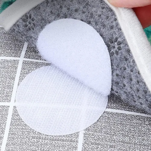 Miniatura 7 de Fantasyon 24 pares de puntos redondos de gancho y bucle de 1 pulgada de doble cara, cinta autoadhesiva blanca de gancho y bucle, puntos adhesivos