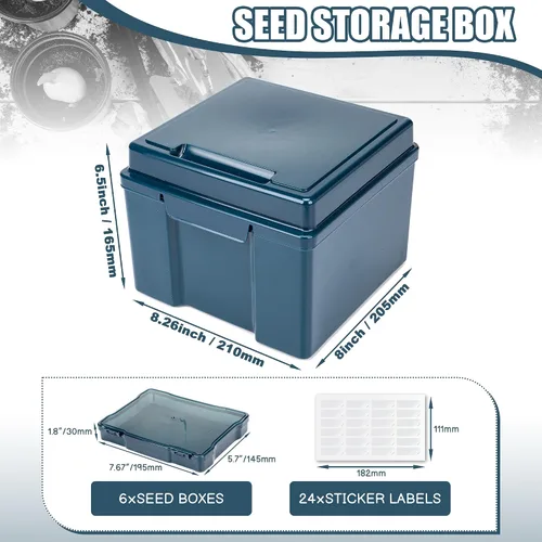 Miniatura 2 de Caja de almacenamiento de semillas verde oscuro con 6 cajas pequeñas interiores de 57 pulgadas, caja de almacenamiento de herramientas portátil