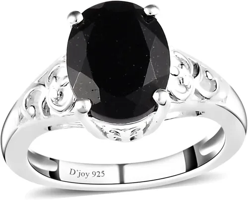 Shop LC Black Tourmaline Ring 925 Sterling Silver Split Shank Vintage Statement Engagement Women Jewelry Birthday Gifts for Women Birthday Gifts