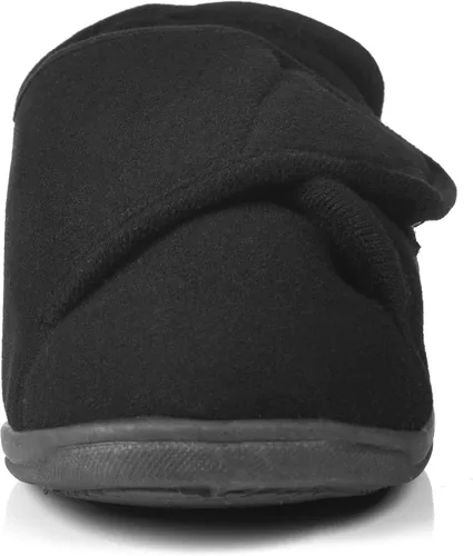 Miniatura 3 de Pantuflas para diabéticos de espuma viscoelástica 80-D para hombre con cierres ajustables, anchura extra ancha, cómodas, cálidas, de forro polar