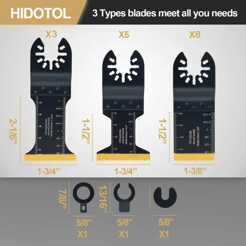 Miniatura 2 de HIDOTOL 16 hojas de sierra oscilantes de titanio, cuchillas universales multiherramienta para cortar material duro, clavos de metal, madera