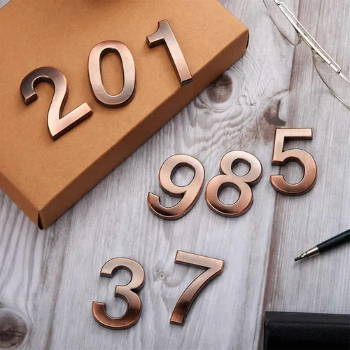 Miniatura 6 de 20 piezas de números de buzón para casa al aire libre 0-9, señales de puerta y habitación autoadhesivas, etiquetas de número de dirección para pared