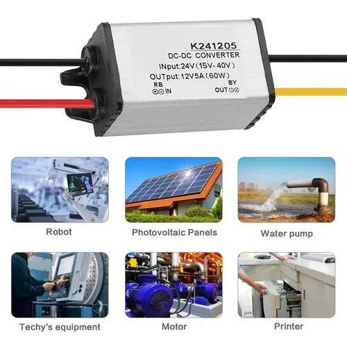 Miniatura 6 de Maxmartt Convertidor CC de 24 V a 12 V 5 A 60 W, convertidor de voltaje, adaptador de corriente CC impermeable, transformador resistente
