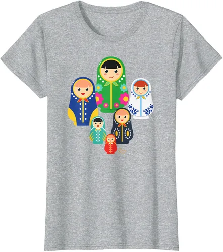 Miniatura 25 de Matryoshka Russian Nesting Dolls, Rusia - Camiseta de regalo, Azul / Patchwork, S