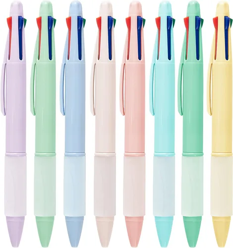 Aisibeiger Bolígrafos multicolor 4 en 1 bolígrafos de colores (0.039 pulgadas), tinta surtida, bolígrafo de 4 colores (paquete de 8)