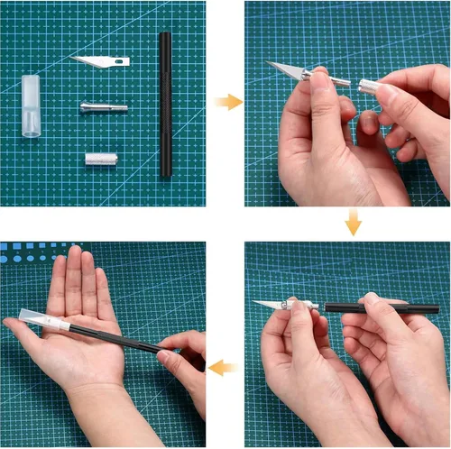 Miniatura 4 de Juego de 15 cuchillos Exacto, cuchillos para pasatiempos, suministros de regreso a clases, kit de cuchillos para manualidades, manualidades, álbumes