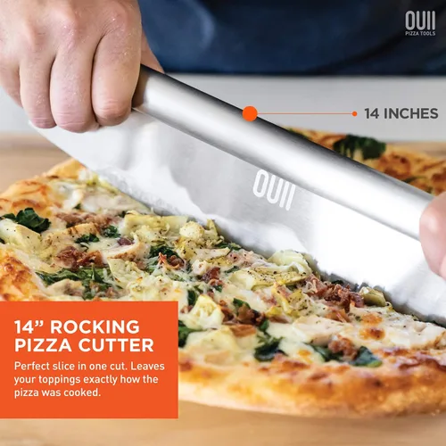 Miniatura 6 de Pala de Pizza con Cortador - Pala Giratoria de Metal de 12 x 14 pulgadas, Cortador de Pizza de 14'' con Cubierta de Cuchilla - Pala Espátula