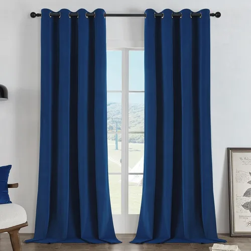 Joydeco - Cortinas opacas 100% azul rey, 84 pulgadas, 2 paneles, cortinas de terciopelo azul rey de lujo para dormitorio y sala de estar, cortinas