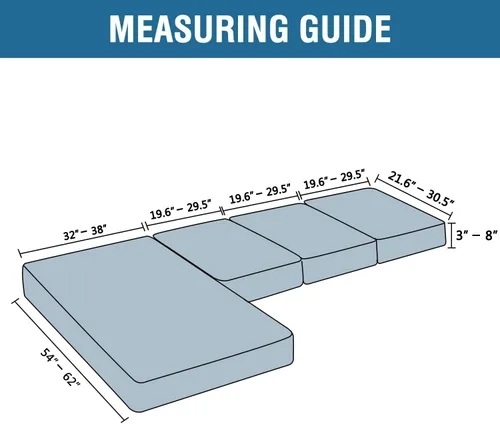 Miniatura 3 de H.VERSAILTEX Fundas para sofá seccional, 4 piezas, fundas de cojín de asiento de sofá en forma de L, fundas de cojín separadas para chaise longue