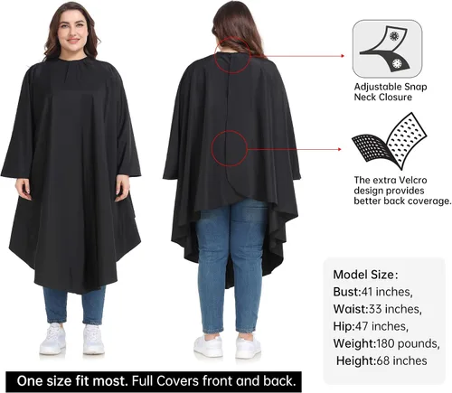 Miniatura 2 de Professional Barber & Salon Cape with Sleeves Large Hair & Water Repellent Cutting Cape with Adjustable Snaps