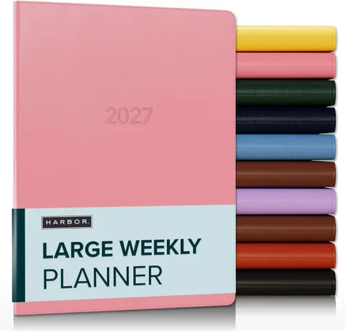 Miniatura 43 de Harbor Agenda semanal y mensual grande 2025-2026 – Agenda con calendario y cuaderno, piel sintética duradera, 192 páginas, tapa blanda