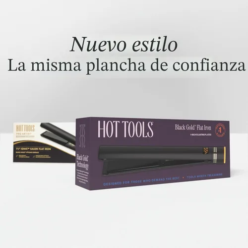 Miniatura 7 de HOT TOOLS Pro Artist - Plancha plana iónica de oro negro de 1 1/4 pulgadas, úsalo como alisador para cabello liso elegante o utiliza bordes