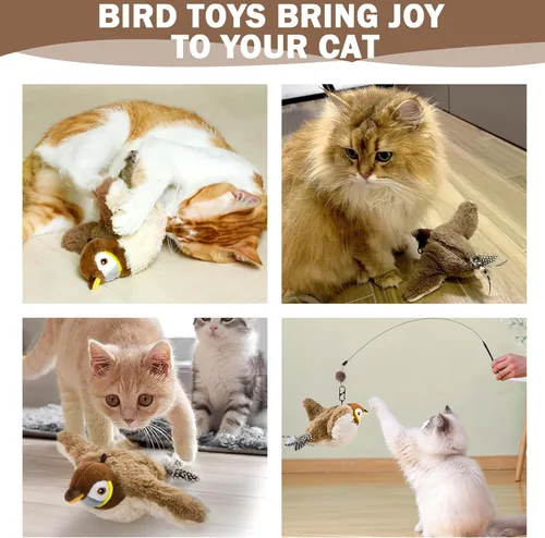 Miniatura 7 de Tocirelo Juguete para gatos que aletea (sin volar) – Simula el canto de pájaro flappy, juguetes interactivos para gatos adultos aburridos