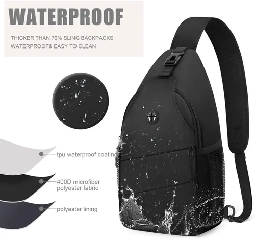 Miniatura 4 de Pritent Bolsos cruzados para mujeres y hombres, mochila de moda, bolsa casual para el pecho con correa de hombro convertible Negro