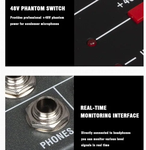 Miniatura 8 de CK-60 Mezclador profesional (6 canales) para grabación DJ Stage Karaoke Music Application w/USB Drive BT