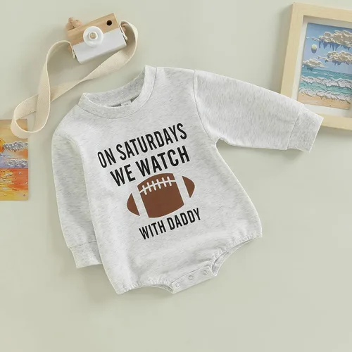 Miniatura 2 de Traje de otoño para bebé niño y niña en los sábados, vemos fútbol con papá de burbujas, sudadera de temporada de fútbol