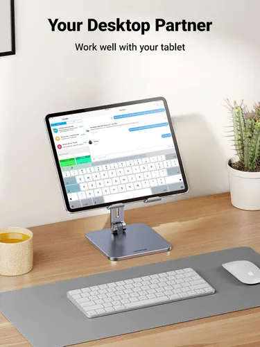 Miniatura 2 de UGREEN Soporte para tablet compatible con iPad soporte de escritorio ajustable de aluminio base más gruesa compatible con iPad Pro Air Mini 13 12.9