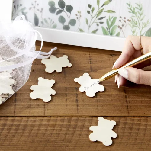 Miniatura 3 de Kate Aspen Woodland, tamaño único, libro de invitados de baby shower alternativo con inserciones de oso de peluche de madera