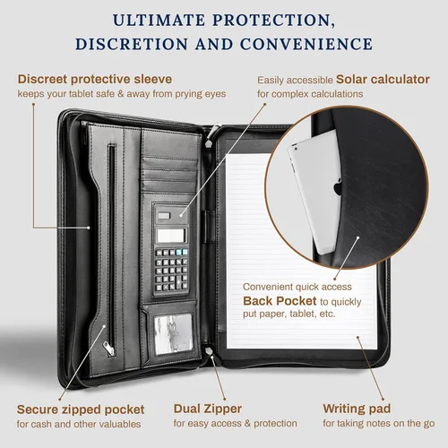Miniatura 3 de cossini Premium con Business portafolios/portadocumentos de piel sintética cierre con cierre y el Interior 10.1 inch Tablet Sleeve