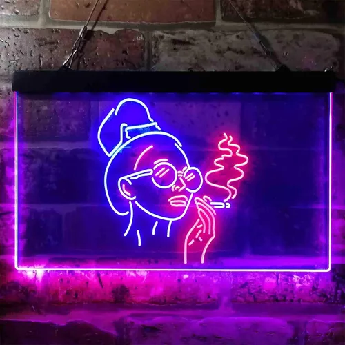 Miniatura 2 de ADVPRO Señal de neón LED de doble color rojo y azul para fumar mujer mala perra cueva cobertizo cueva st6s43-i3869-rb