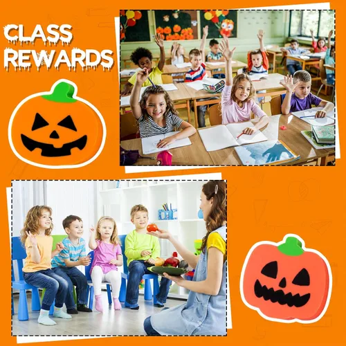 Miniatura 4 de HFATMOS - 36 borradores de calabaza de Halloween a granel, mini borradores para aula, tareas, recompensas escolares, premios de estudiantes