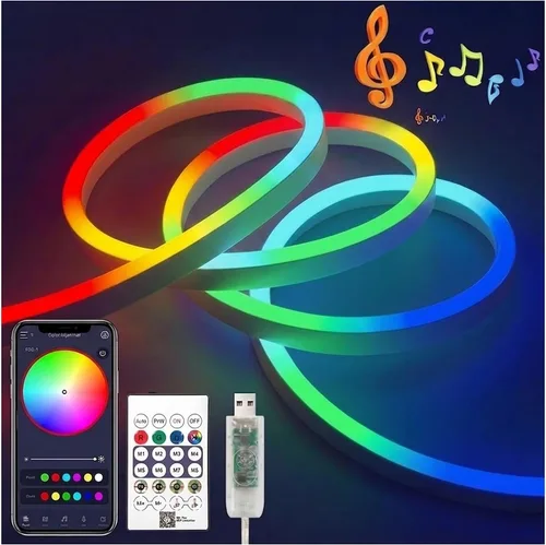 Miniatura 11 de iNextStation Blue LED Light Strip, 16.4ft/5m 12V Silicone Flexible Neon Rope Lights, IP65 Waterproof Cuttable LED Strip Lights for Gaming Room