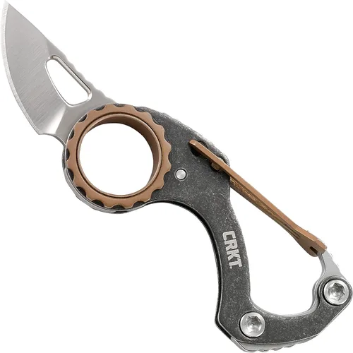 CRKT Compano EDC Cuchillo de bolsillo: Compano para llevar todos los días, junta deslizante, hoja de satén lavado a la piedra negra, mango de acero