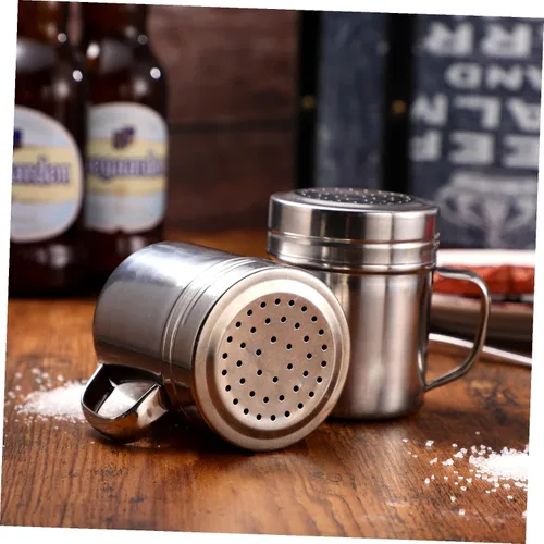 Miniatura 4 de DOITOOL Coctelera de acero inoxidable, 2 unidades, agitador de azúcar en polvo con asa, salero y pimentero con tapa para barbacoa, cocina