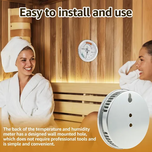 Miniatura 5 de Termómetro de sauna 2 en 1 Fahrenheit, higrómetro para sala de sauna, monitor de temperatura de humedad interior, accesorios de sauna centígrados
