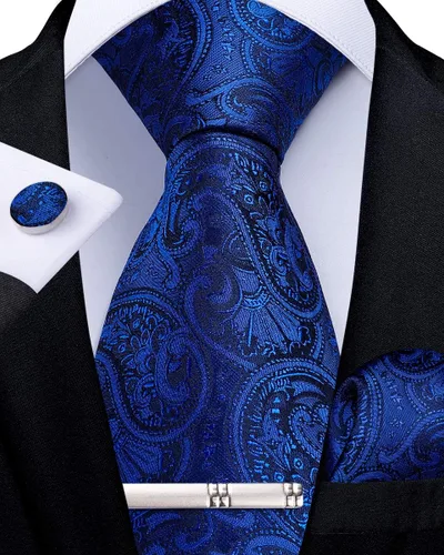 Miniatura 2 de DiBanGu Conjunto de pañuelo y gemelos de seda con corbata y pañuelo de bolsillo para hombre