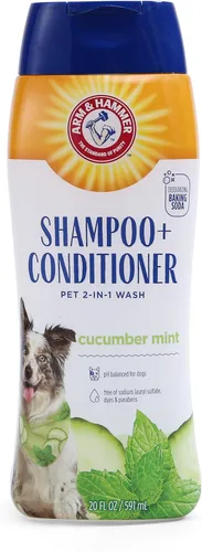 Arm & Hammer for Pets Champú y Acondicionador 2 en 1 para Perros | Champú y Acondicionador para Perros en Uno | Pepino Menta, Botella de 20 Onzas de