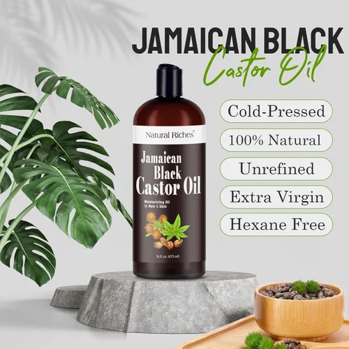 Miniatura 7 de Natural Riches Aceite de ricino negro jamaicano puro orgánico prensado en frío para el crecimiento del cabello, cuidado de la piel para piel seca